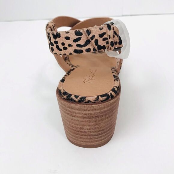 New! Madewell The Alyssa Sandal Leather Leopard Spotted Calf Hair Block Sandals - Picture 5 of 14